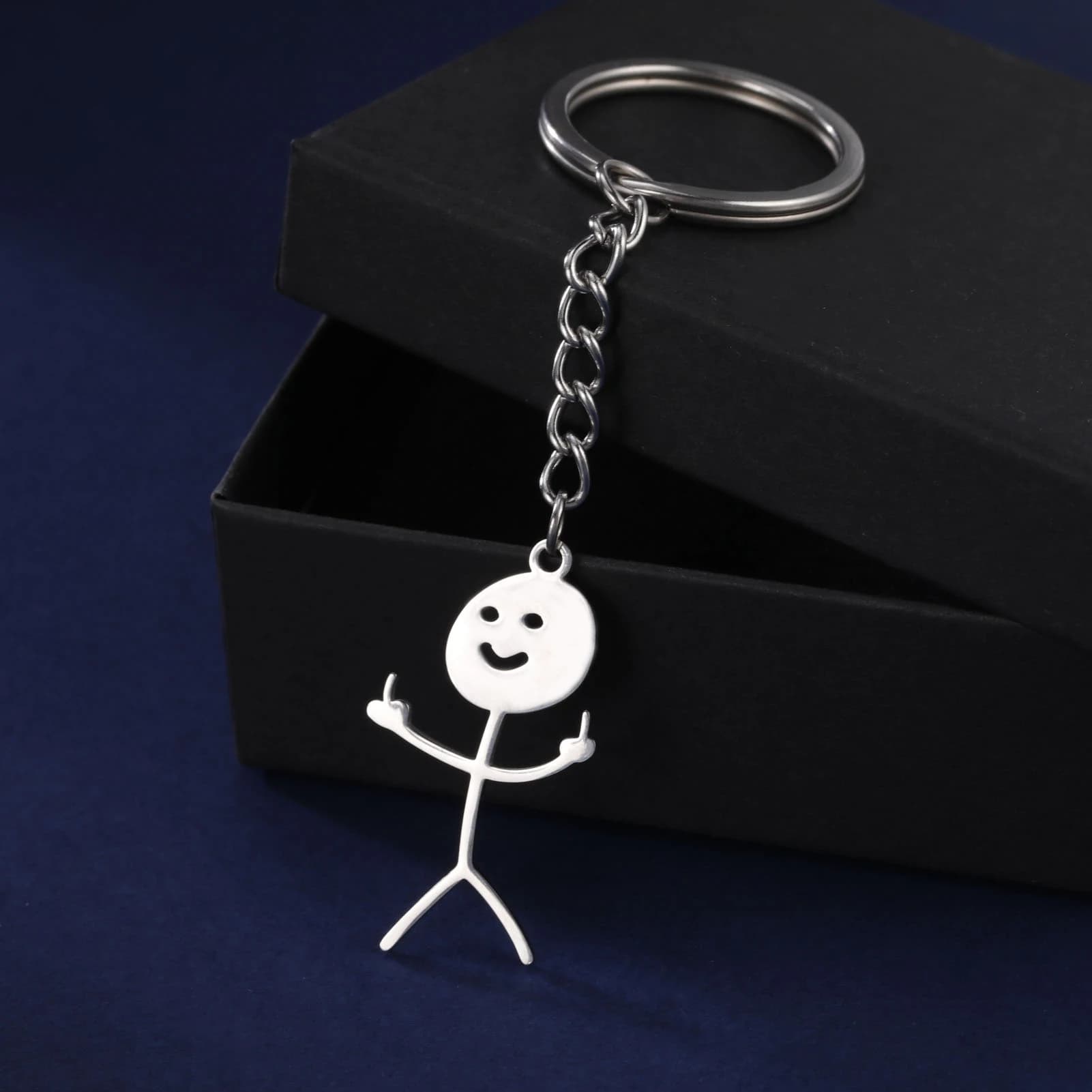Porte-clés Stickman drôle au doigt du milieu