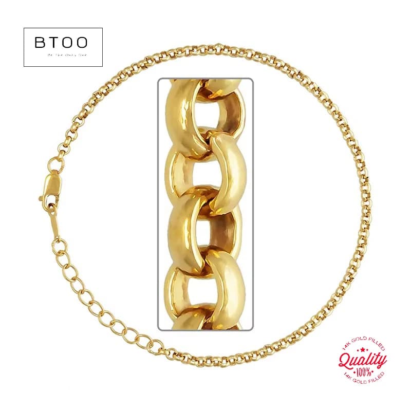 Bracelet chaîne Rolo rempli d'or 14K, 2.5mm, étanche, délicat, sans ternissement, accessoire de bijoux hypoallergénique