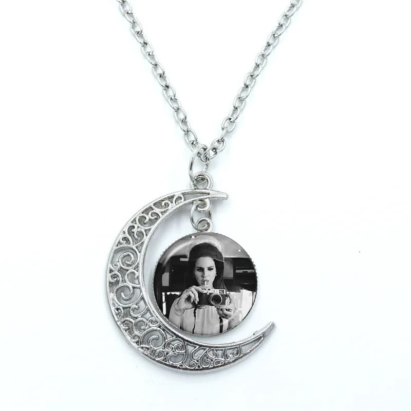 J'aime Luna Vintage artistique rétro Photo chanteur Lana Del Rey dôme en verre Cabochon croissant de lune collier déclaration bijoux cadeaux
