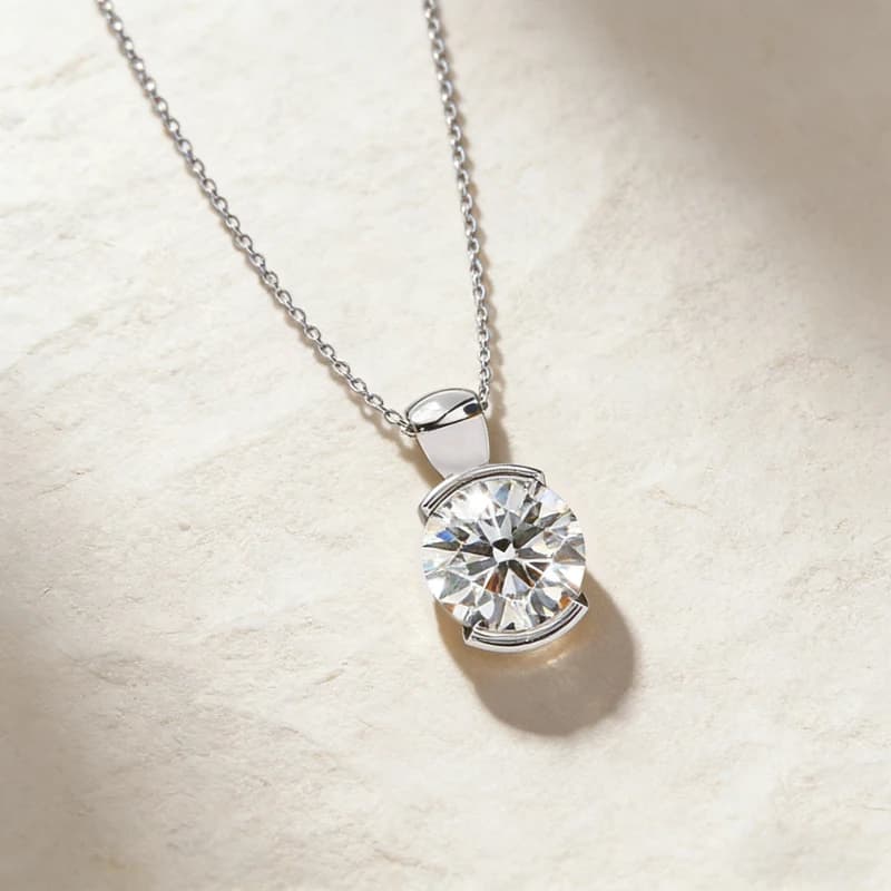 Rrjzz – collier pendentif solitaire en Moissanite VVS1 D-Color pour femmes, 8mm, 2CT, certifié GRA, diamant créé en laboratoire, bijoux, cadeaux
