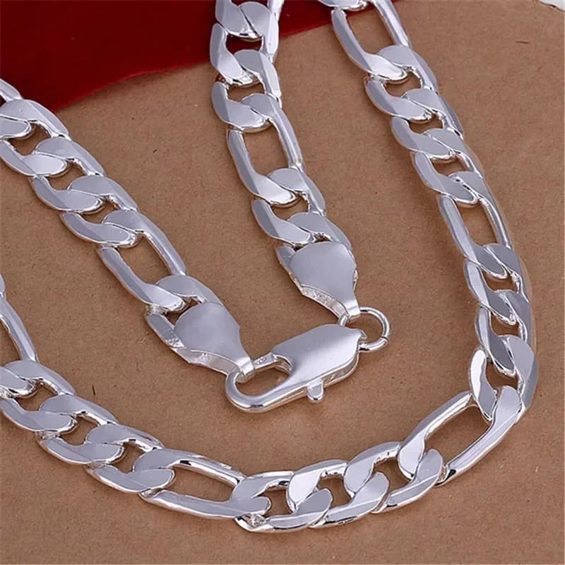 Collier en argent Sterling 925 massif pour hommes, chaîne cubaine classique de 12mm, breloque de 18 à 30 pouces, bijoux de haute qualité à la mode pour mariage