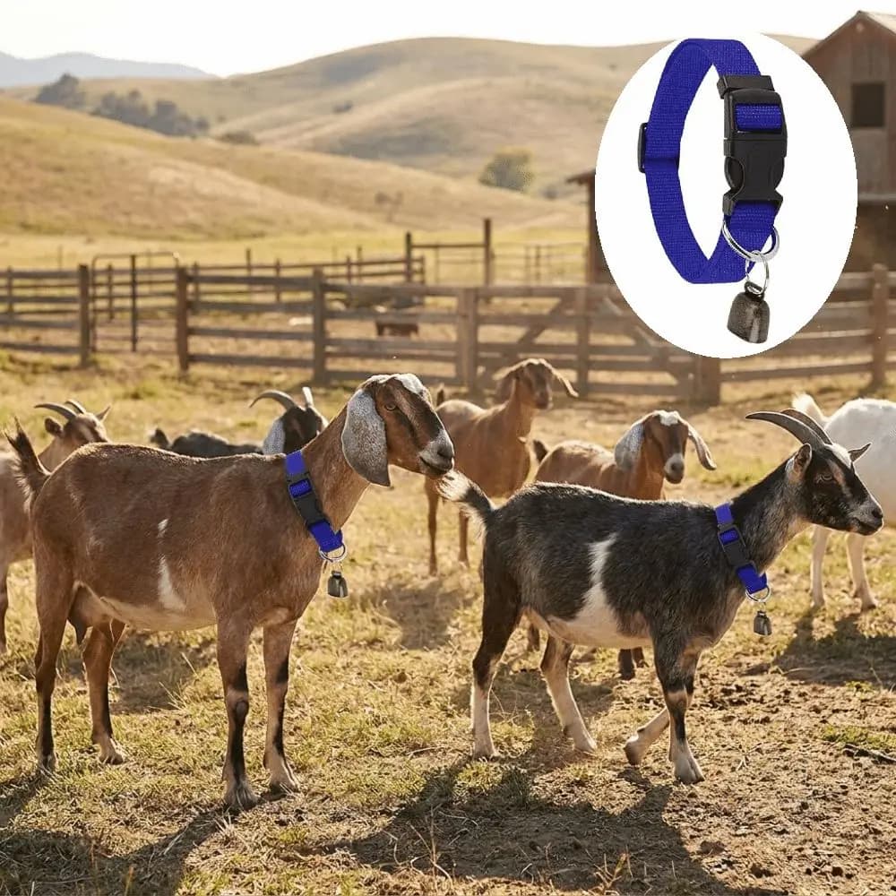 Collier portable réglable anti-perte pour animaux de compagnie avec boucle à dégagement rapide et clochette, collier respirant pour chèvres et moutons, pour ferme et étable