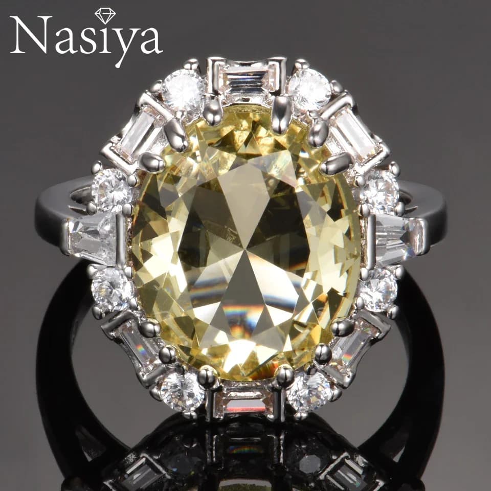 Nasiya Citrine pierres précieuses anneaux pour femmes bijoux bague anniversaire de mariage Paty cadeau en gros