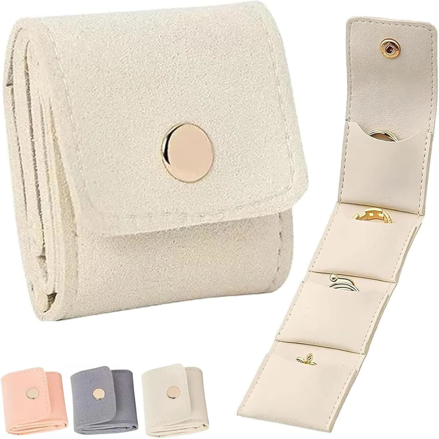 Mini sac de voyage pour bijoux, mini sac de voyage pour bijoux avec boucle, portable, pliable, multifonctionnel, pochette de voyage pour bijoux