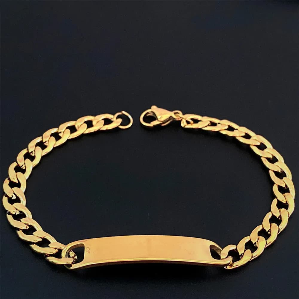 Bracelets en acier inoxydable personnalisés avec gravure de nom pour hommes et femmes, optiques punk, cubain, personnalisé, couple, petit ami, bijoux arabes