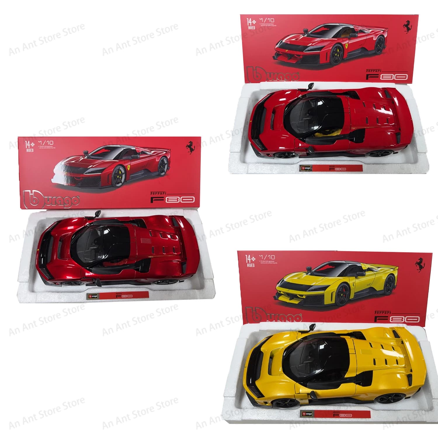 AN ANT Bburago 1:18 Ferrari F80 Signature Version Emballage Métal Rouge Blanc Alliage Miniature Modèle de Voiture en Métal Jouets Cadeau