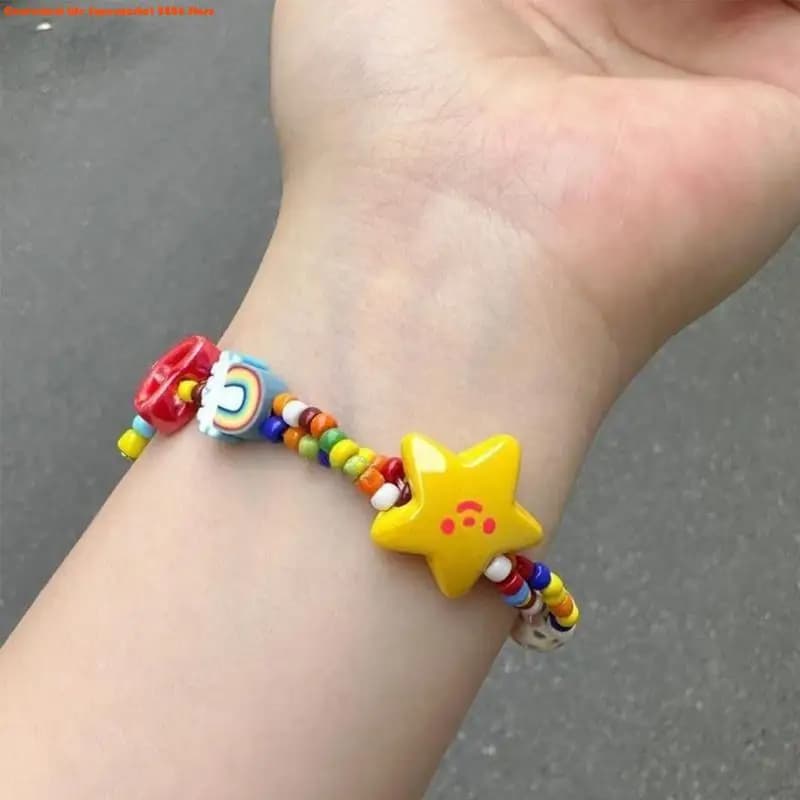 E06E Bracelet perle d'étoile colorée mode