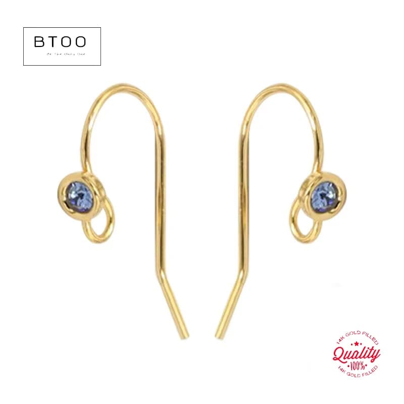 Fil d'oreille rempli d'or véritable 14K, lunette en Zircon de 3MM, fil d'oreille avec anneau, fil d'oreille en or, fabrication de bijoux, accessoires de boucles d'oreilles faits à la main