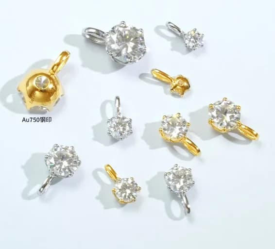 Pendentifs en or 18 carats pour femmes, pendentif en moissanite blanche, bijoux au750, pendentif à 6 griffes