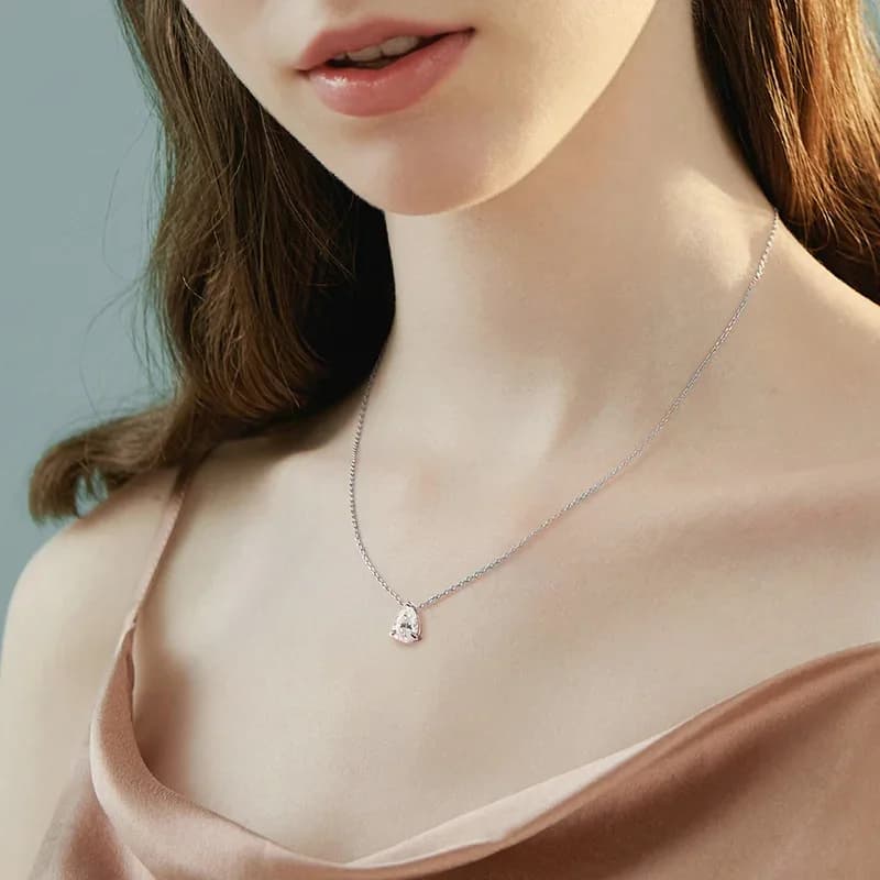 Smyoue certifié 1CT 2CT poire coupe D VVS1 Moissanite collier pour femmes 18k plaqué or bijoux 100% argent Sterling 925 pendentif