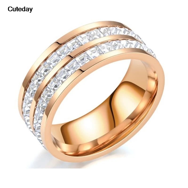 Bague ronde incrustée de Zircon blanc pour femmes et hommes, couleur argent et or brillant, bijoux de fiançailles, cadeau de mariage
