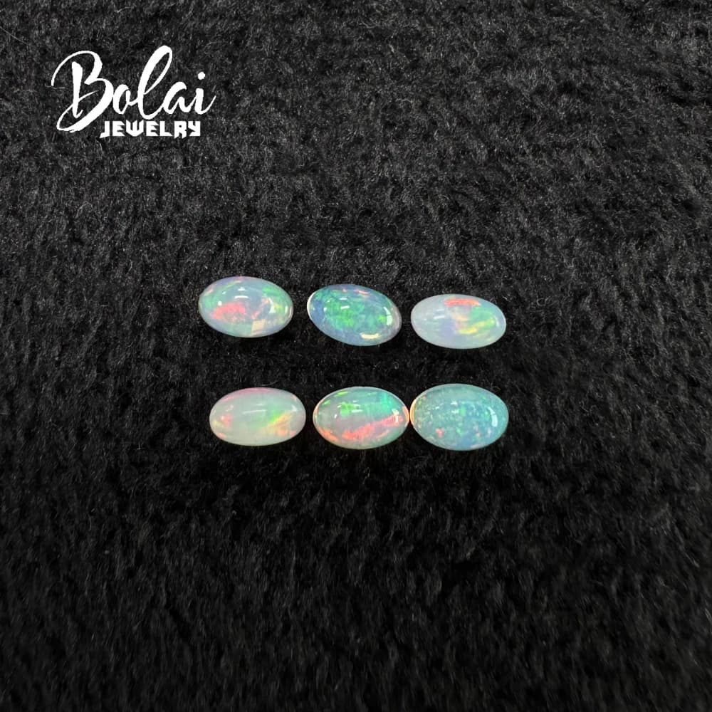 Bolai, opale d'éthiopie naturelle ovale 3*5mm pierres précieuses en vrac de qualité supérieure pour bricolage bijoux en argent ou en or 6 pièces par lot