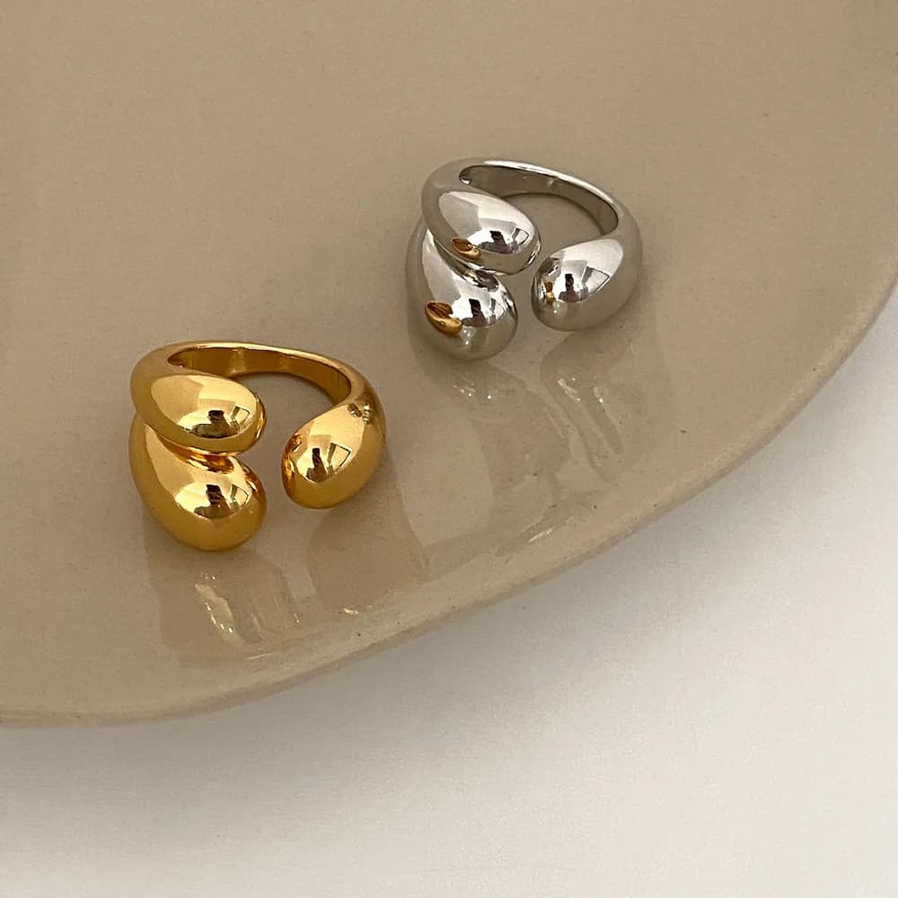 Bague dôme épaisse plaquée or et argent pour hommes et femmes, lisse, ouverte, de luxe léger, bijou massif, nouveauté 2026, vente chaude