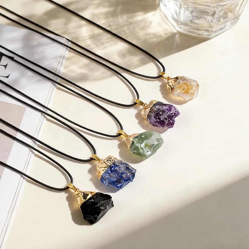 Collier en pierre semi-précieuse naturelle irrégulière plaqué or, 20-35x15-25mm, pendentif pour femmes, cadeaux d'anniversaire, chaîne 45 + 5cm