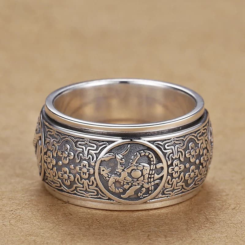 Bague rotative en forme d'animaux puissants pour hommes, bijoux dominateurs, sculpture rétro, fleur, cadeau d'anniversaire pour petit ami, plusieurs tailles