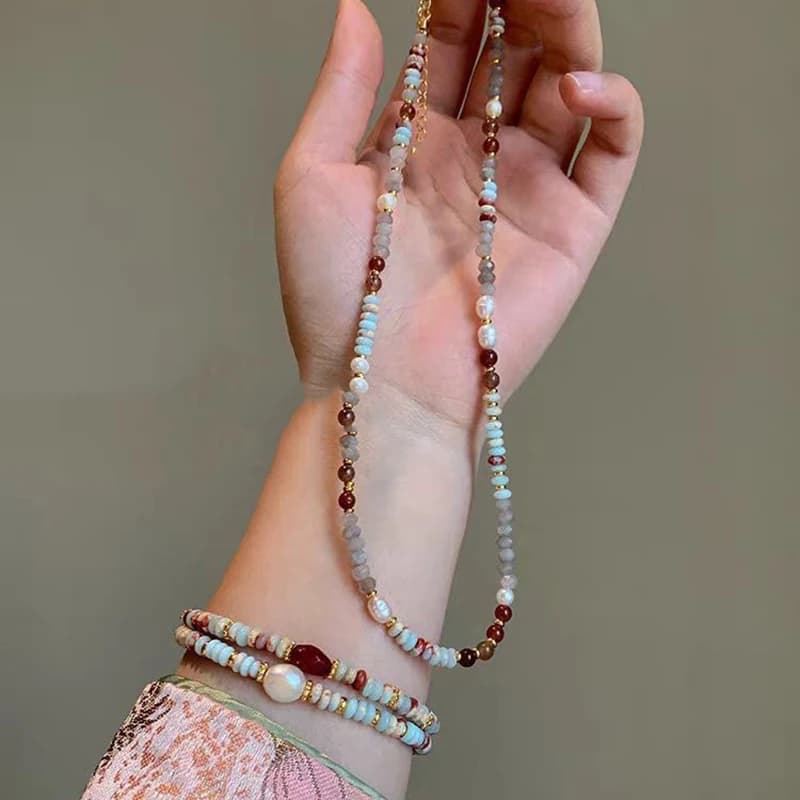 Nouveau bracelet en perles de pierre naturelle pour femmes, collier élégant fait à la main, chaîne de perles, bijoux de luxe à la mode