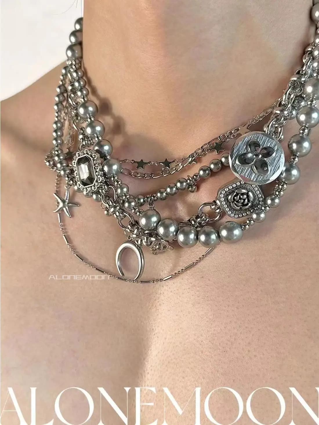 Collier de perles en argent désordonné, industrie lourde, ras du cou en acier titane, bijoux Punk Hip-hop