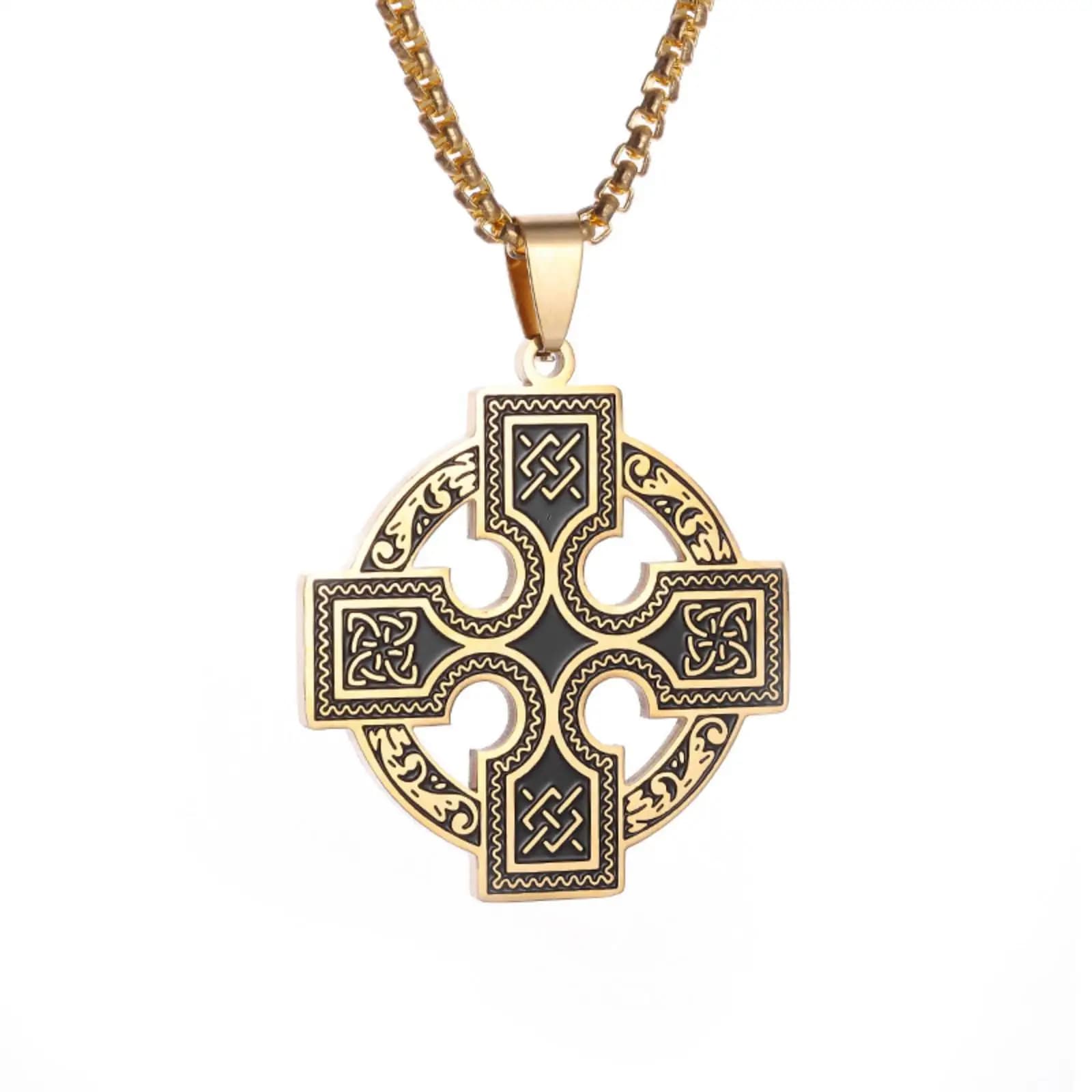 Collier pendentif noeud celtique croix celtique triquetra trinité irlandais noeud bijoux en acier inoxydable cadeau pour femmes hommes