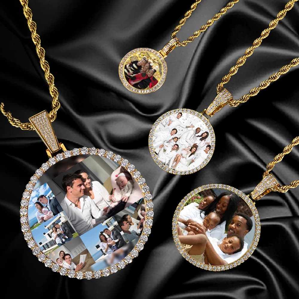 Hip Hop bijoux Bling CZ cadres Photo commémoratifs collier personnalisation