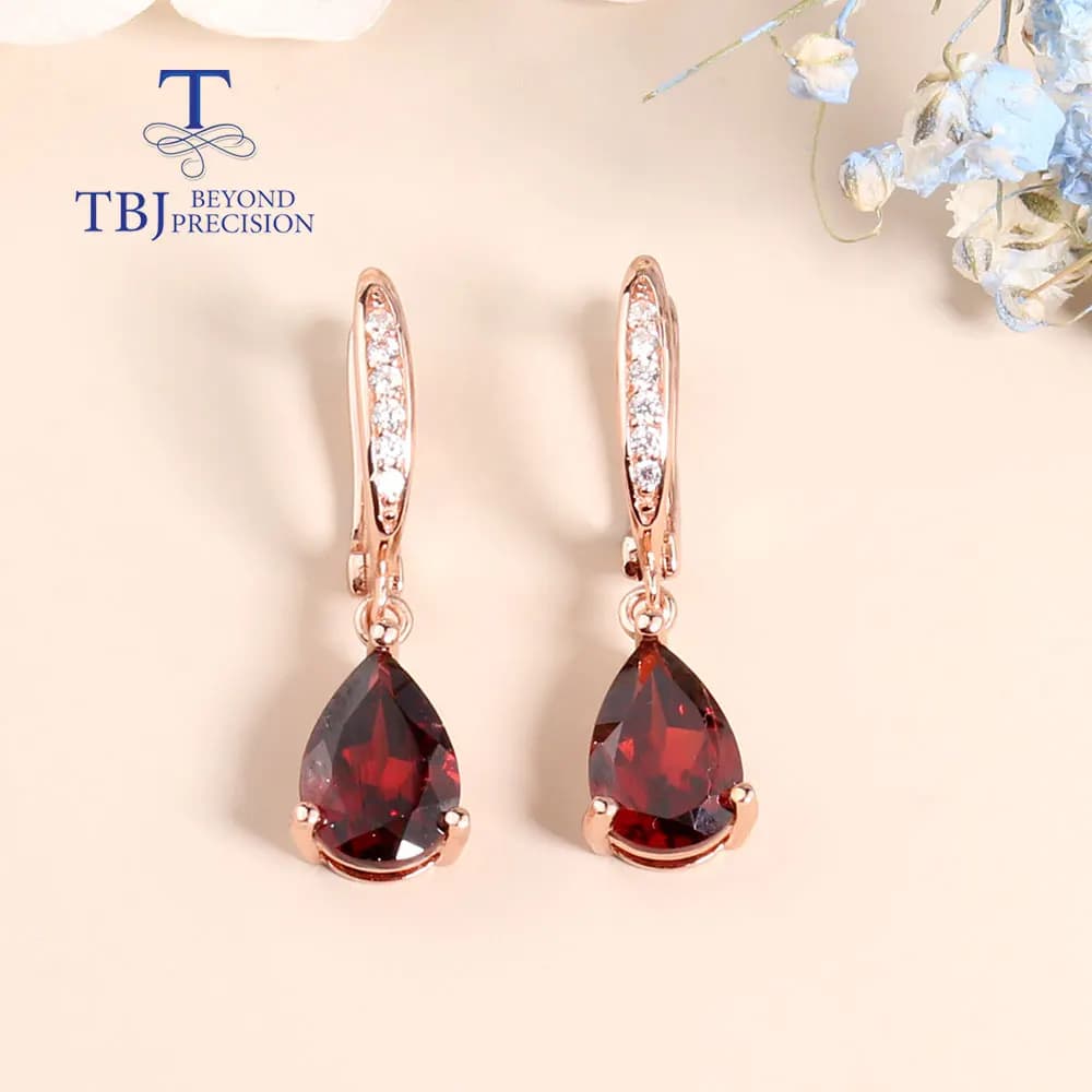 Boucles d'oreilles en grenat rouge 2026