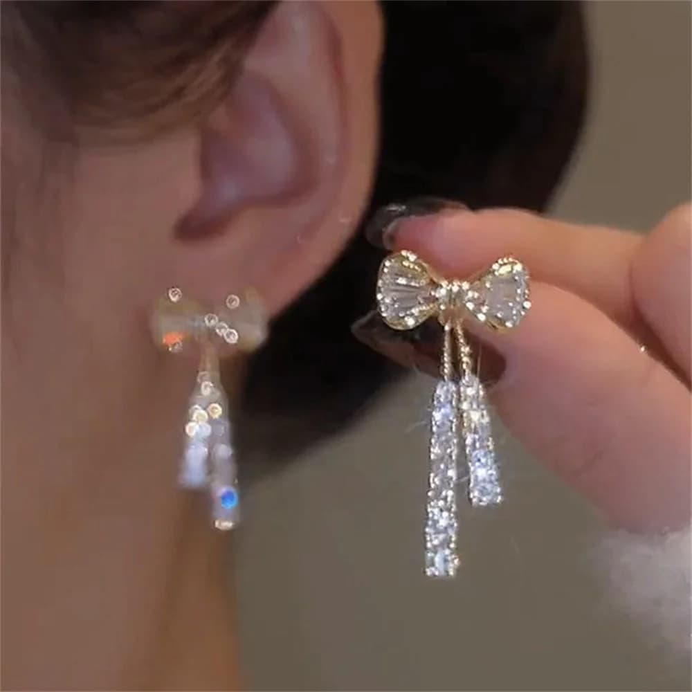 Boucles d'oreilles en cristal et Zircon pour femmes, bijoux de fête tendance, accessoires d'oreille, cadeau de saint valentin
