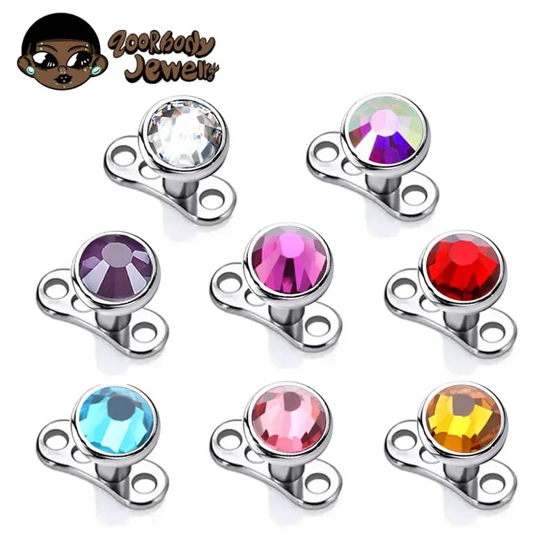 G23 titane Piercing Micro dérmique ancre Base & hauts Skinner plongeur cristal gemme tête Implants ASTM F136 corps Piercing bijoux