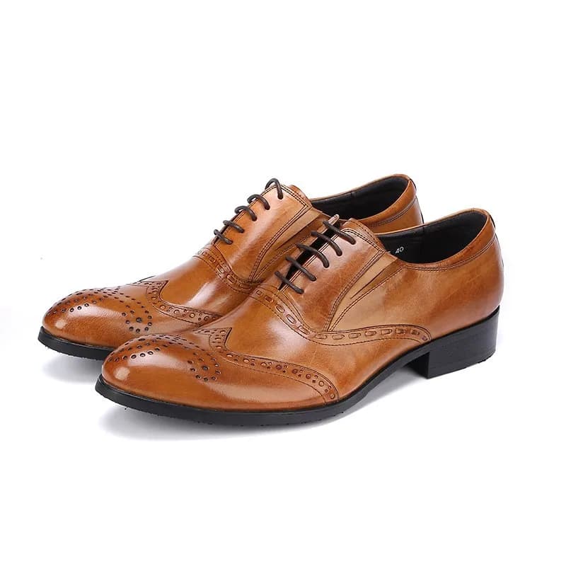 Chaussures à lacets en cuir véritable pour hommes