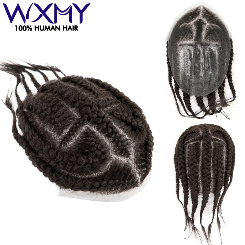 Tresses hommes prothèse de cheveux complet pu système