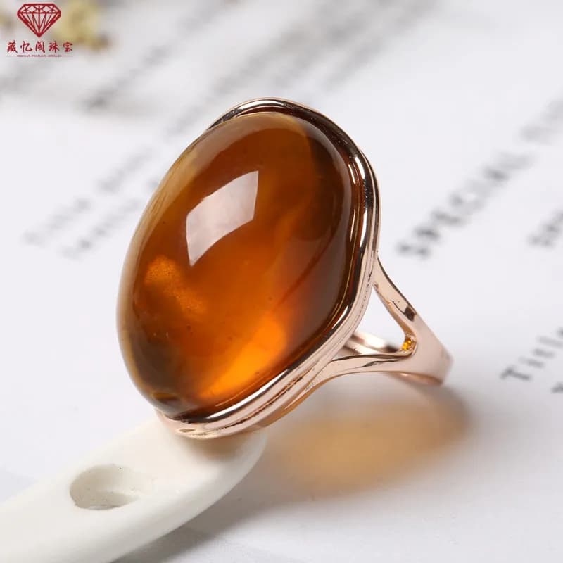 Bague réglable en ambre bleu naturel pour hommes et femmes, pierre précieuse de guérison, bijoux fins, véritable jaune, rouge, matiques d'ambre de la Baltique