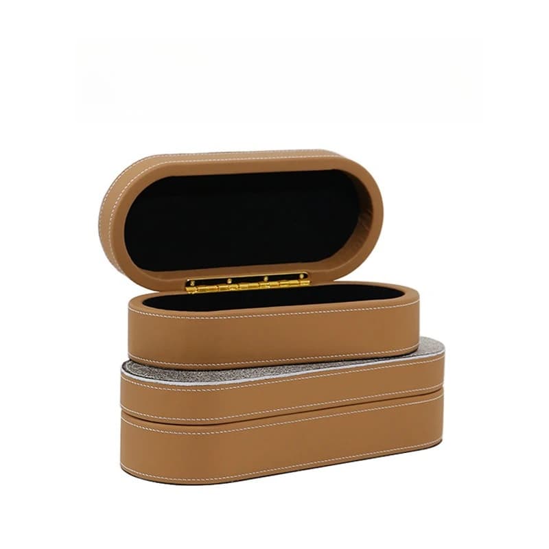 Boîte de rangement de bijoux en cuir crin de cheval, présentoir de colliers, montres et bracelets, boîte à bibelots de luxe, conteneur d'organisation d'accessoires
