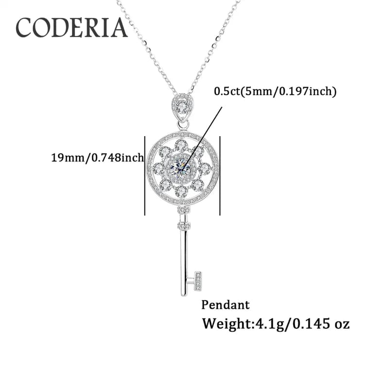 VVS1 D couleur 3EX coupe ronde 0.5 Carat Moissanite clé collier 925 en argent Sterling pendentif clavicule chaîne bijoux fins