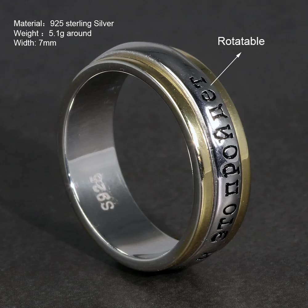 Bague rotative en argent regardé S925 pour hommes et femmes