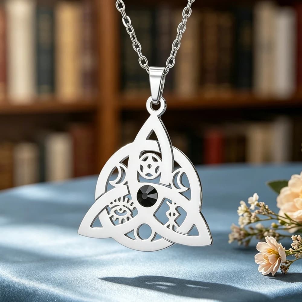 Collier Wiccan Triquetra, triple nœud de la déesse, charme porte-bonheur, protection spirituelle, bijoux irlandais en acier inoxydable