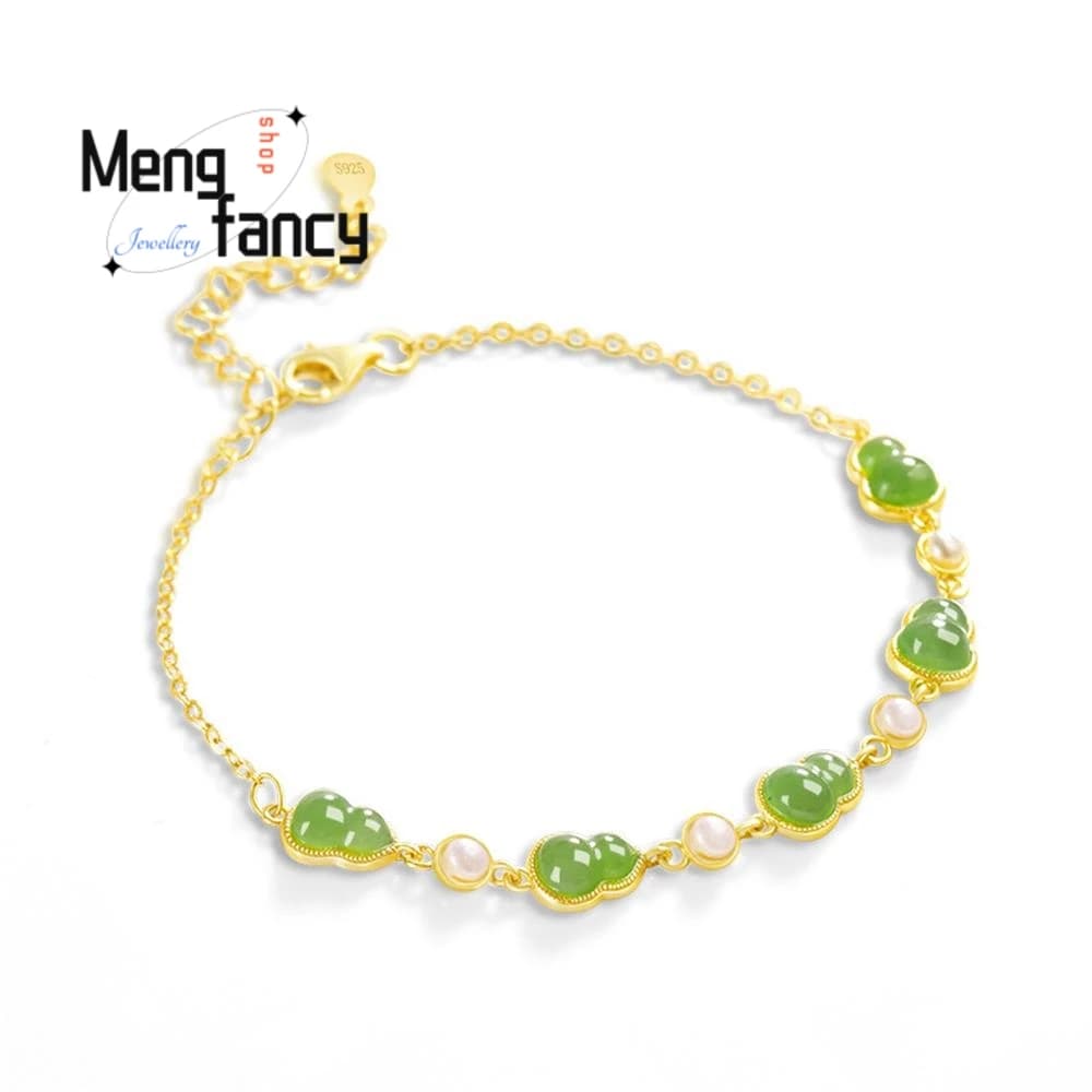 Bracelet incrusté de gourde en Jade Hetian