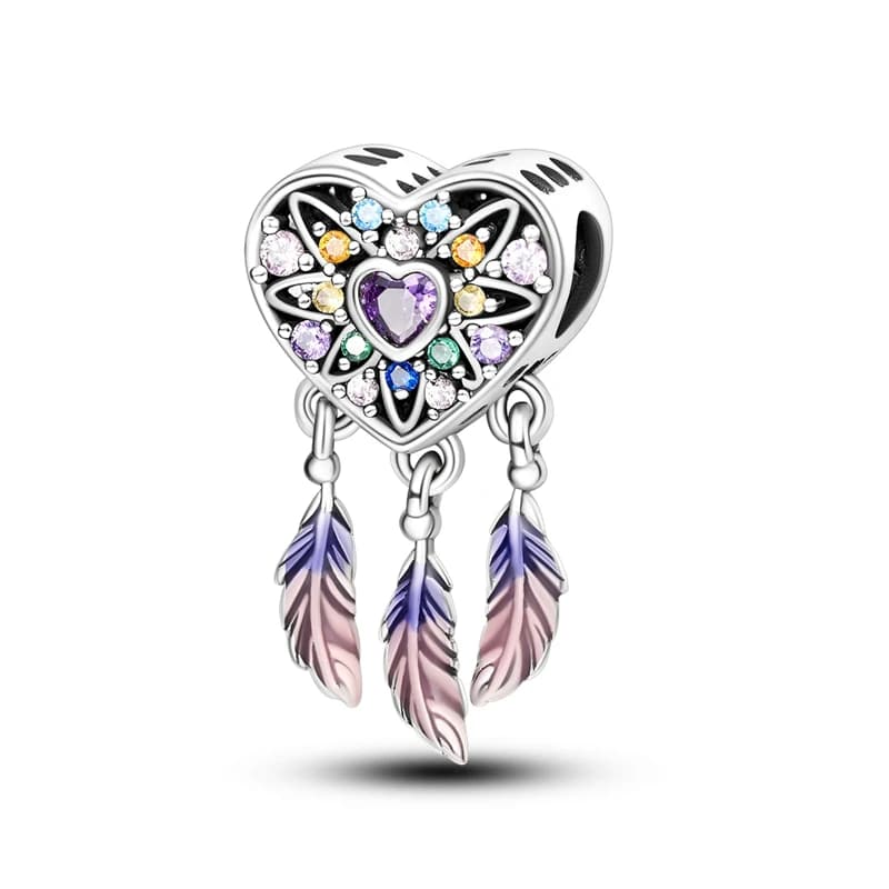 Pendentif attrape-rêves en forme de cœur, breloques en argent 925, perles adaptées aux bracelets originaux, bijoux fins à faire soi-même, cadeaux pour femmes