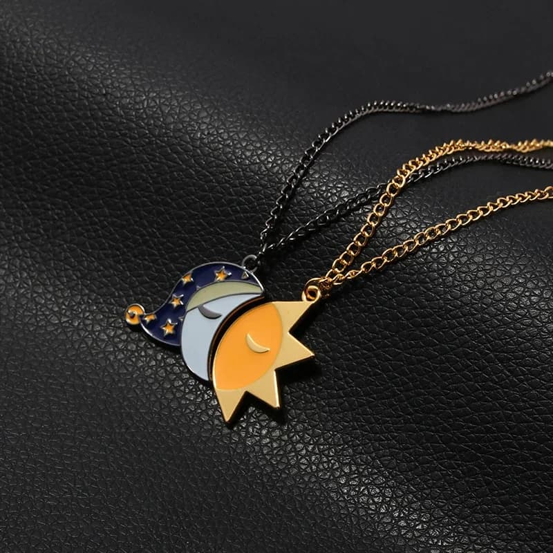 FNAF Costume cadeau soleil et lune collier d'amitié émail Fnaf bijoux-pour hommes femmes et Fans enfants filles garçons