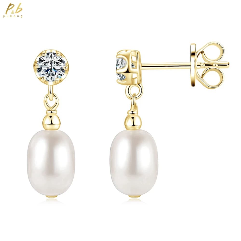 PuBang Fine Jewelry – boucles d'oreilles scintillantes en argent Sterling 925, perles de 6x8 MM, pierres précieuses en diamant à haute teneur en carbone, cadeaux pour femmes, vente en gros