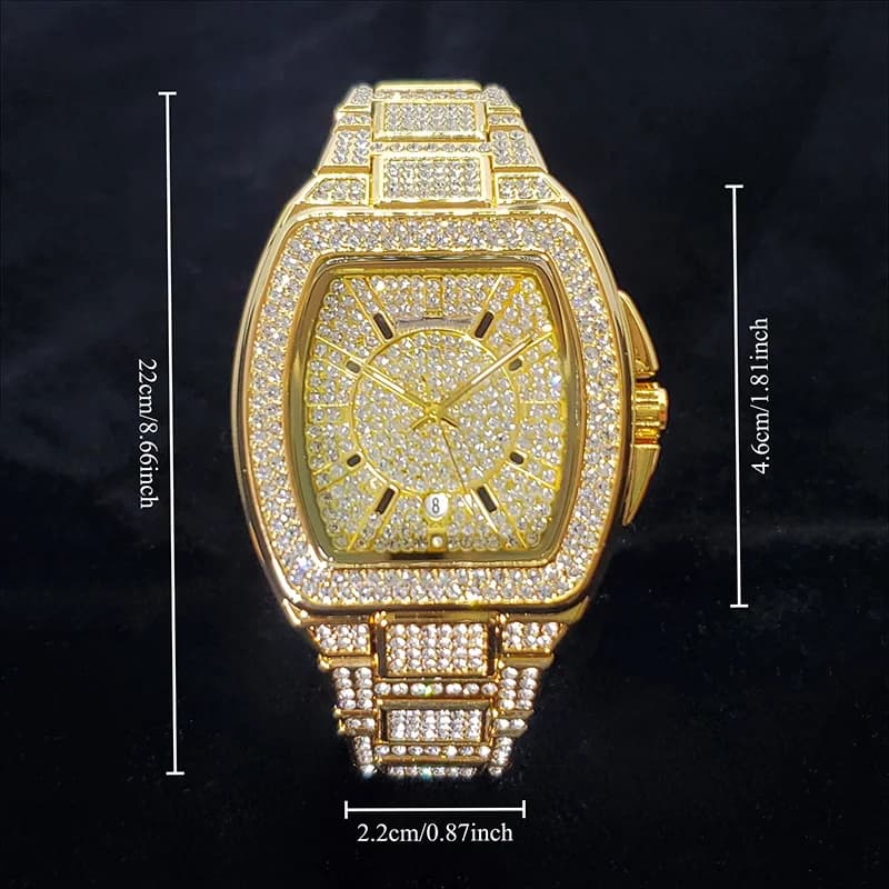 Montre en diamant de luxe pour hommes, bijoux de fête brillants, montres Hip Hop, glacé, Bling doré, nouvelle mode, livraison directe