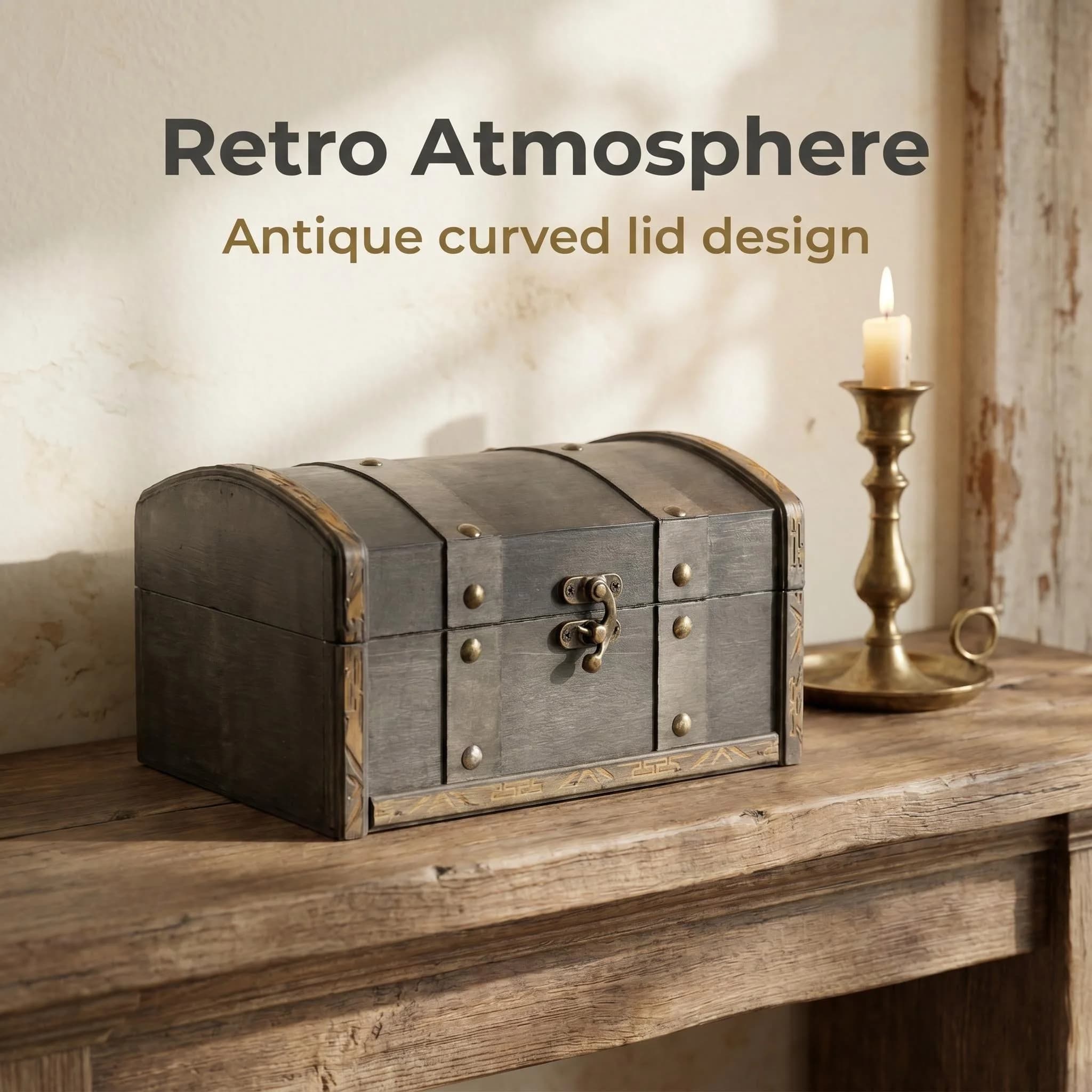 Coffret en bois vintage avec fermoir métallique