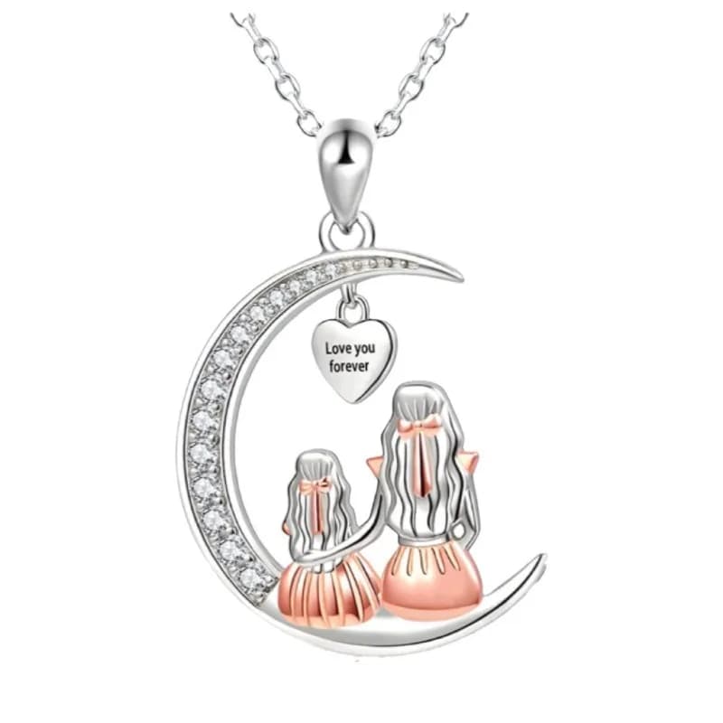 Maman fille lune pendentif collier t'aime pour toujours coeur colliers fête des mères bijoux cadeaux