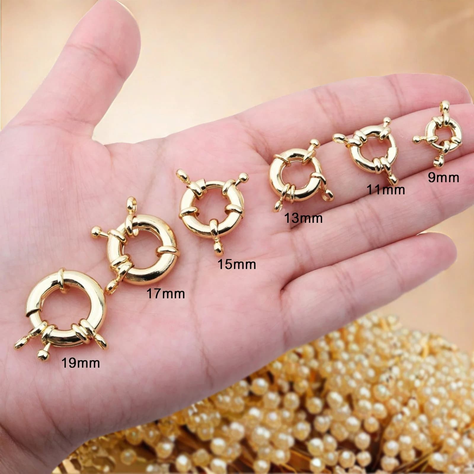 Fermoirs à ressort ronds couleur or véritable 18 carats pour bracelets, colliers et connecteurs de fermoirs, fournitures de fabrication de bijoux DIY