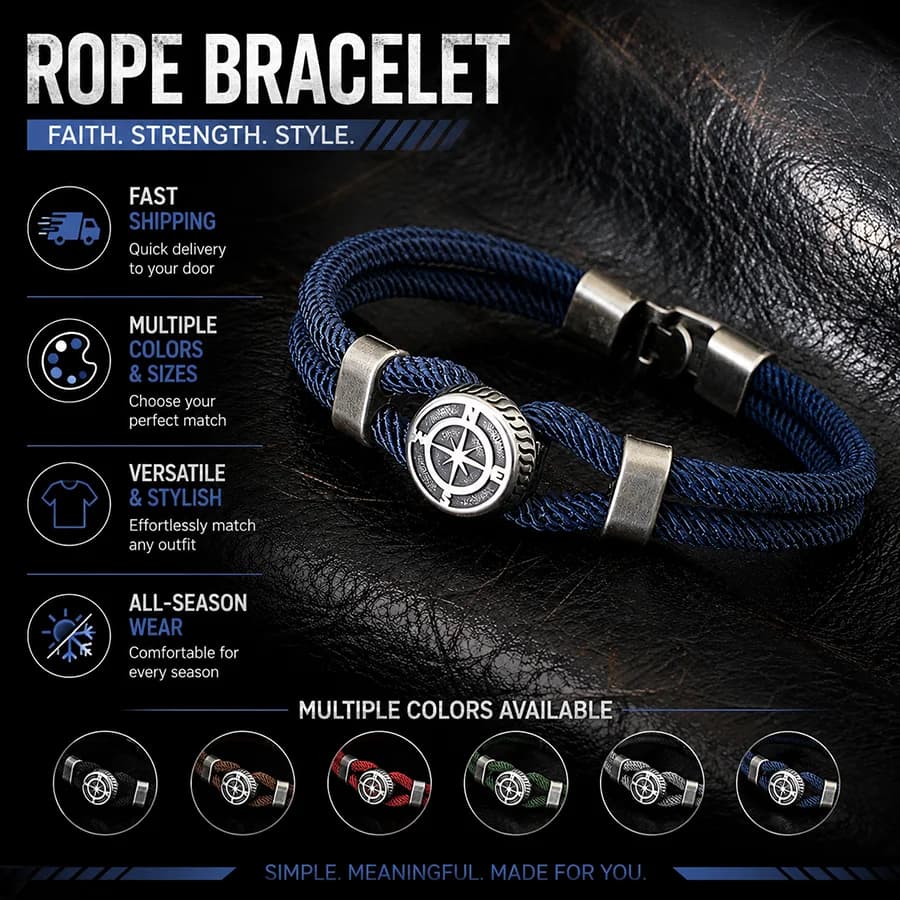 Nouveau Bracelet boussole homme Viking corde nautique Braslet Bracelet tissé à la main surfeur accessoires Hombre Marine chaîne Braclet