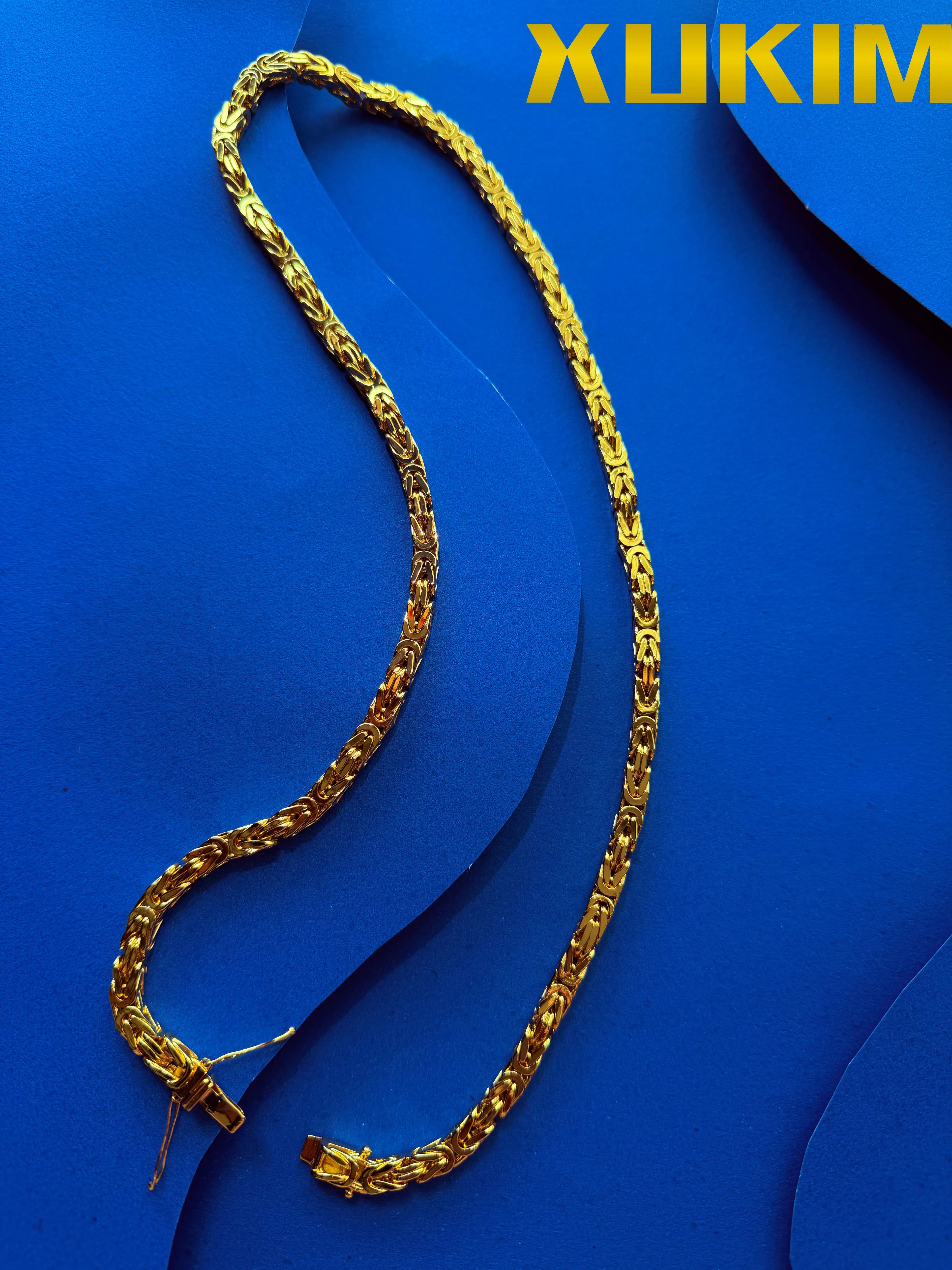 Xukim Bijoux de mode Chaîne byzantine en or Kejsarlänk Kejsarlank Kejsarlånk Bracelet et collier en or et argent