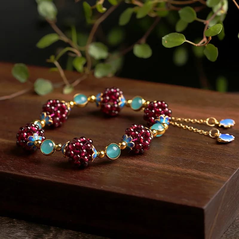 Bracelet rempli d'or 14 carats pour femme, grenat naturel et pierre d'amlogging, bijoux féminins, cadeaux d'anniversaire, ne se décolore pas, nouveau style