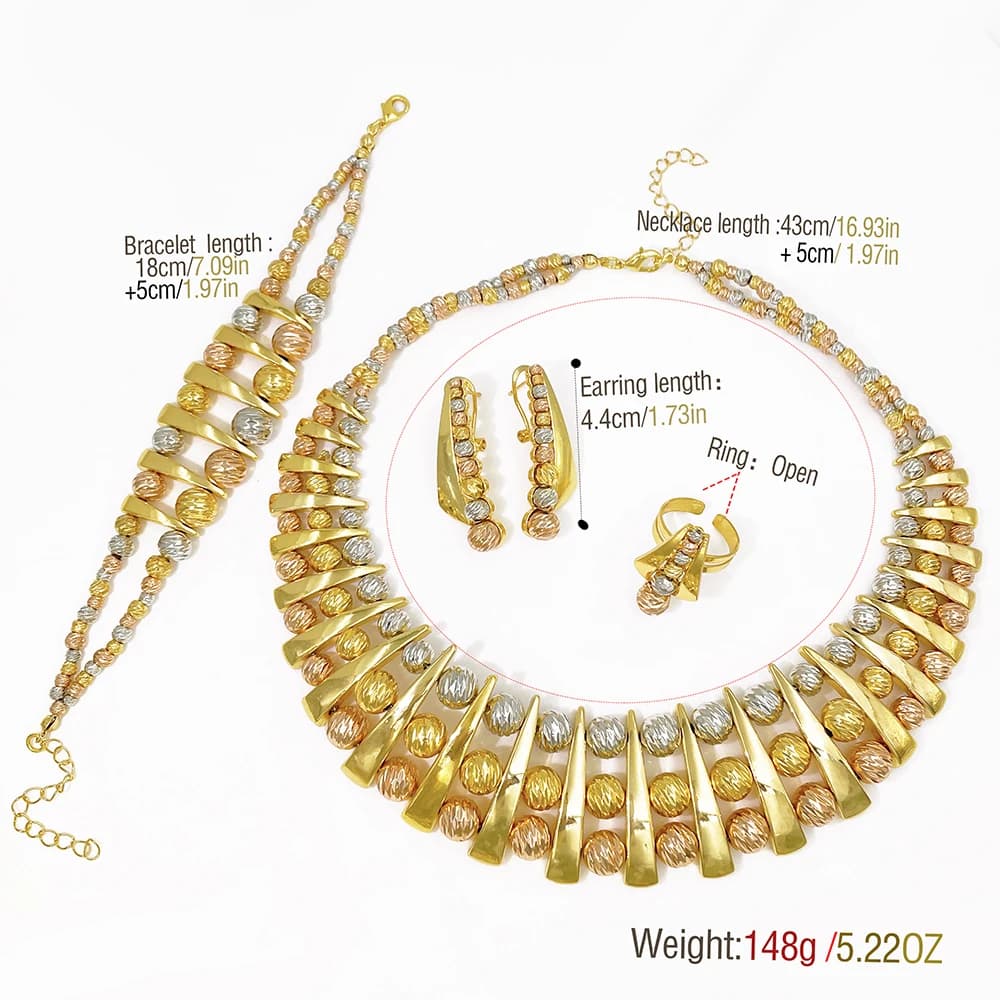 Ensemble de bijoux de luxe GZJPEI, haute qualité, magnifique design tricolore pour femmes, bijoux de mariage et de fiançailles, style italien.