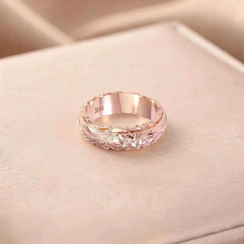 ☂ Bague en or rose sculptée en forme de rose suspendue pour femmes, bijoux pour femmes, bagues pour anniversaire de mariage