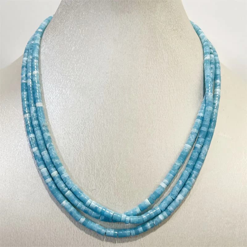 Heishi-Collier Larimar Compose Veine Bleu Mer