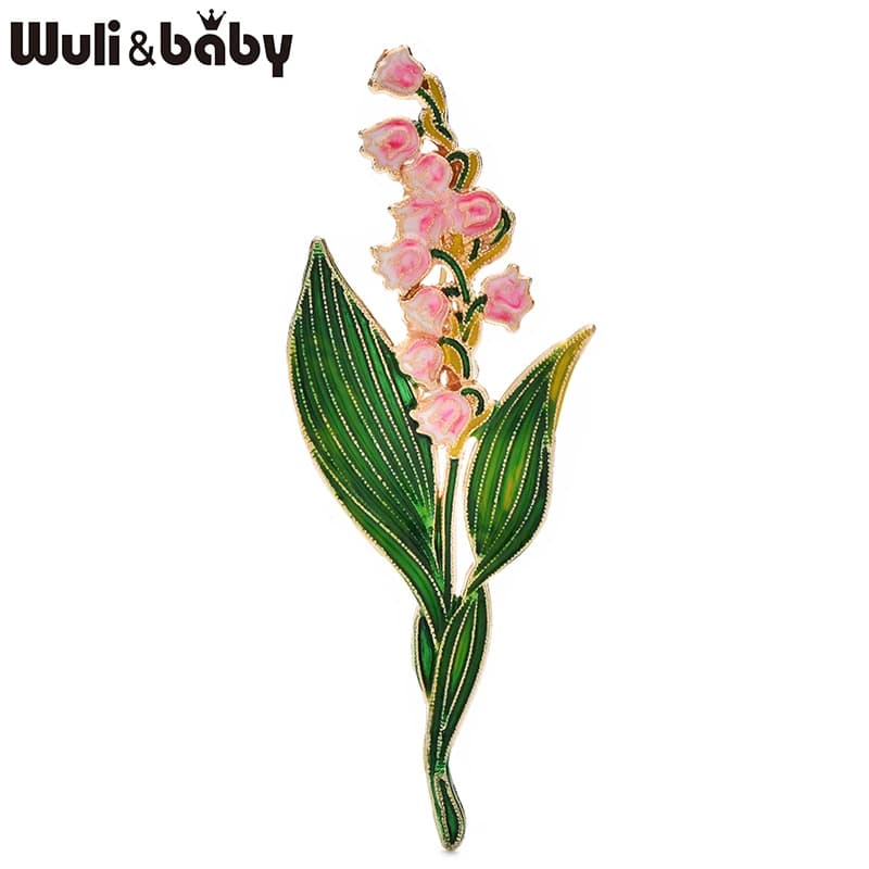 Wuli&baby – broches élégantes en émail avec fleurs de lys pour femmes, en alliage bicolore, jolies plantes, broches pour le bureau et les fêtes, cadeaux