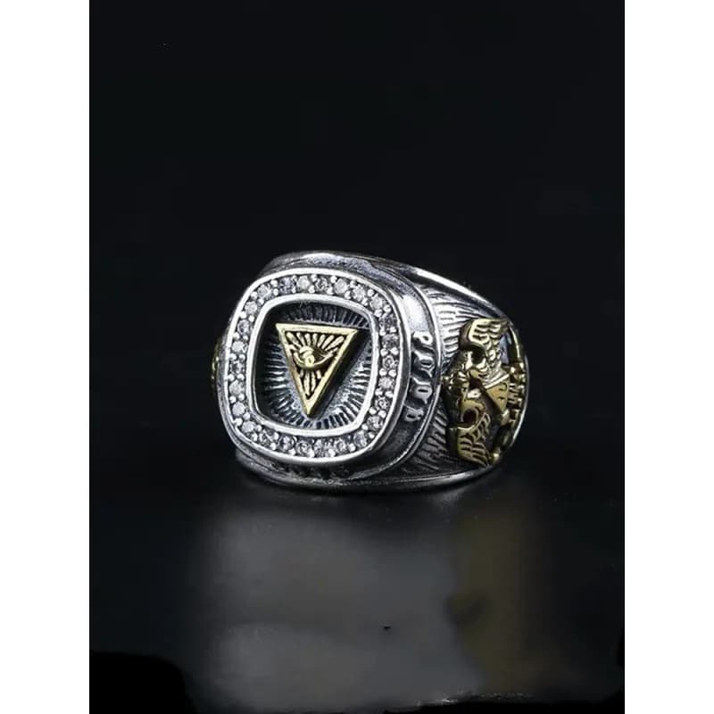 Bague en argent pour homme, motif Œil de Dieu, style vintage, cool, personnalité affirmée, hip-hop, grande taille, tendance, bijoux de mode pour homme