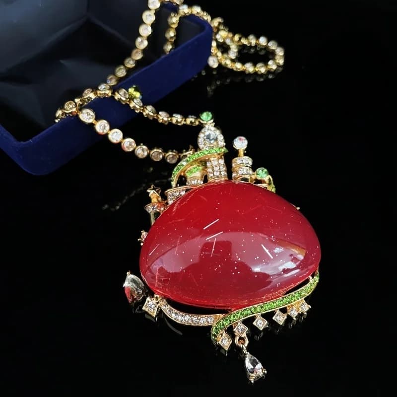 Collier broche vintage double usage Rose Château, design transparent entièrement orné de diamants, bijoux tendance en alliage de cuivre plaqué or